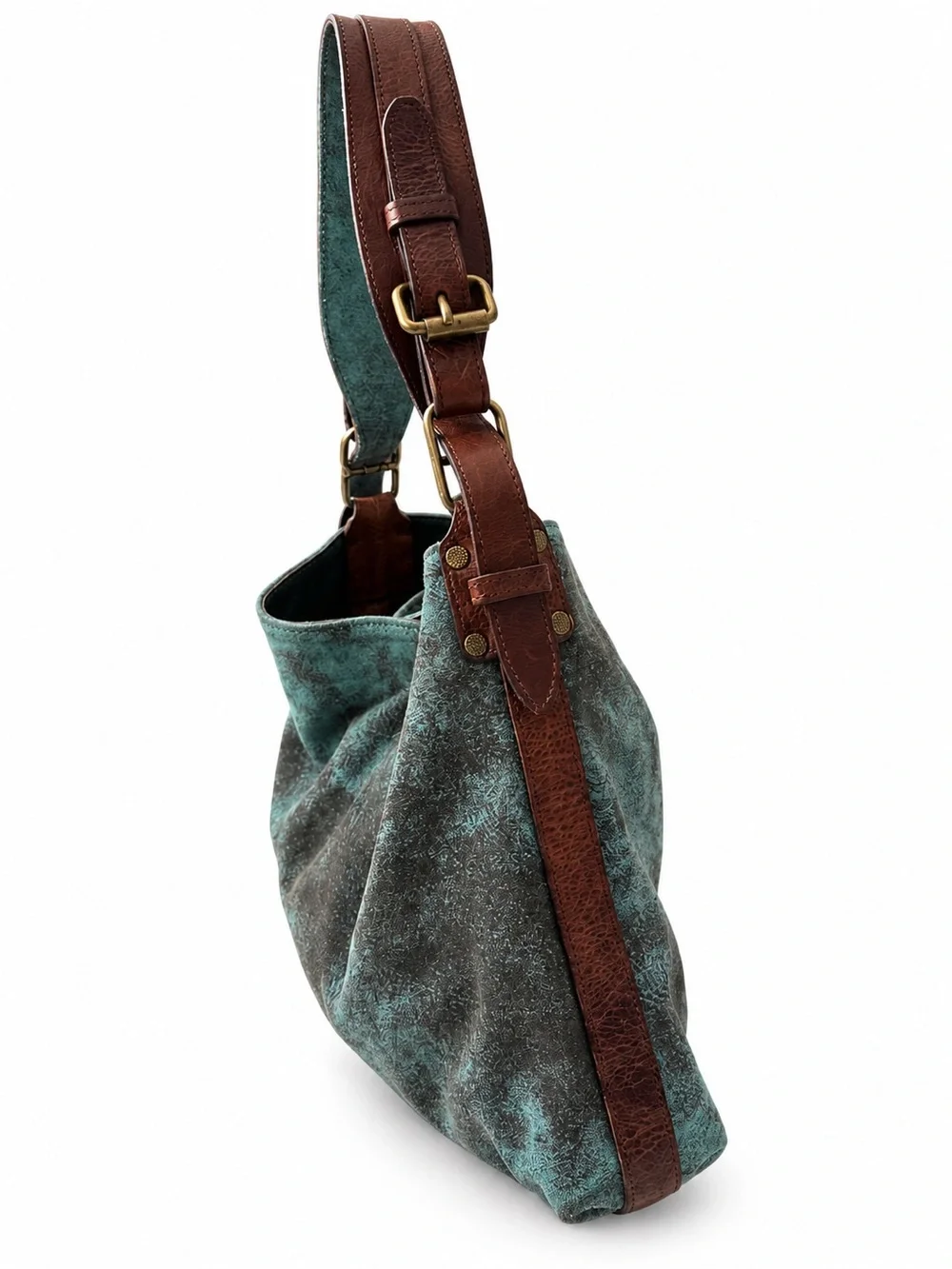 Juan Antonio Medium Soft Leather Turquoise Hobo Shoulder Bag